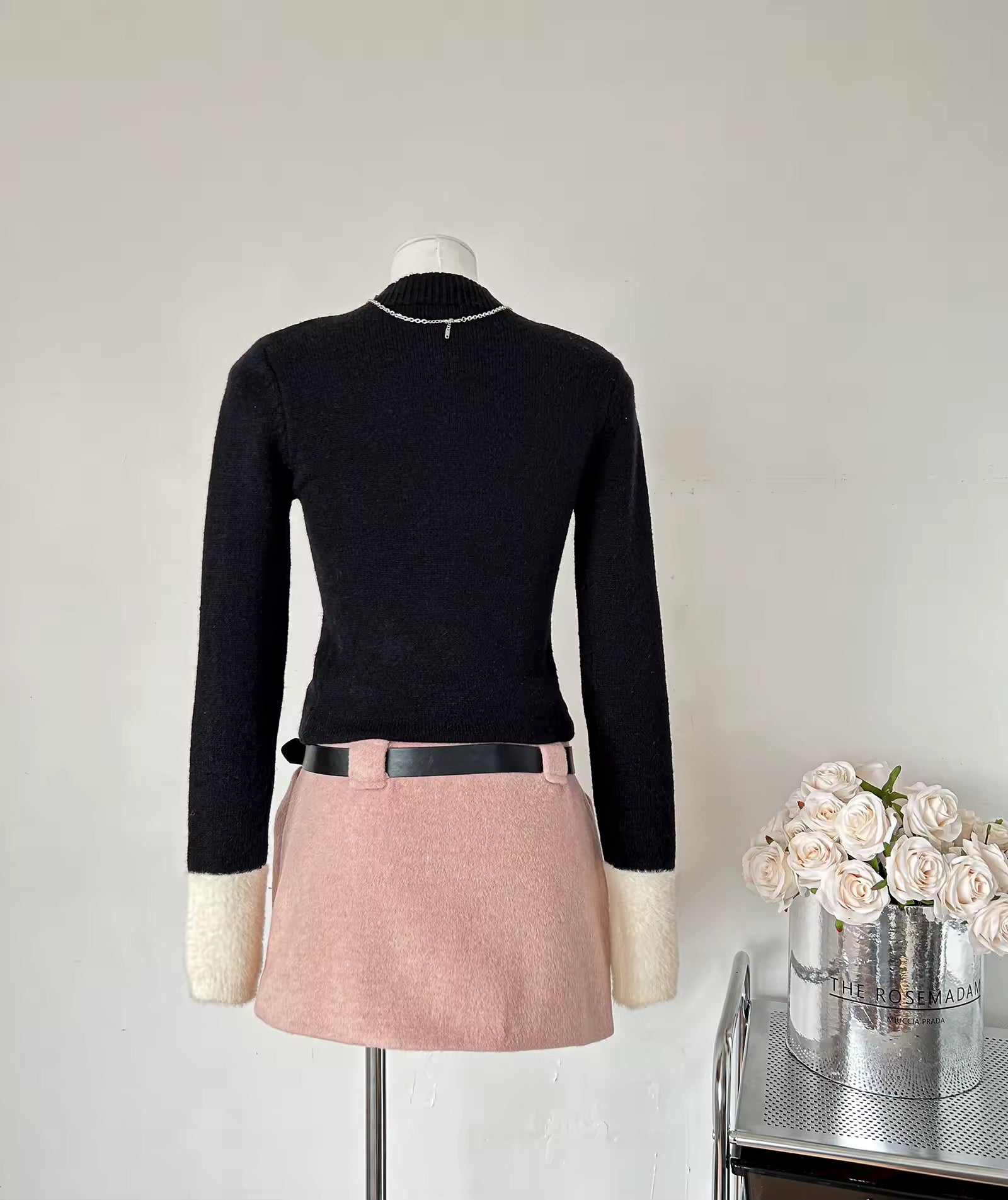 Back view of vintage sheep patch pullover for girls