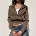 Harajuku style stand collar cropped jacket