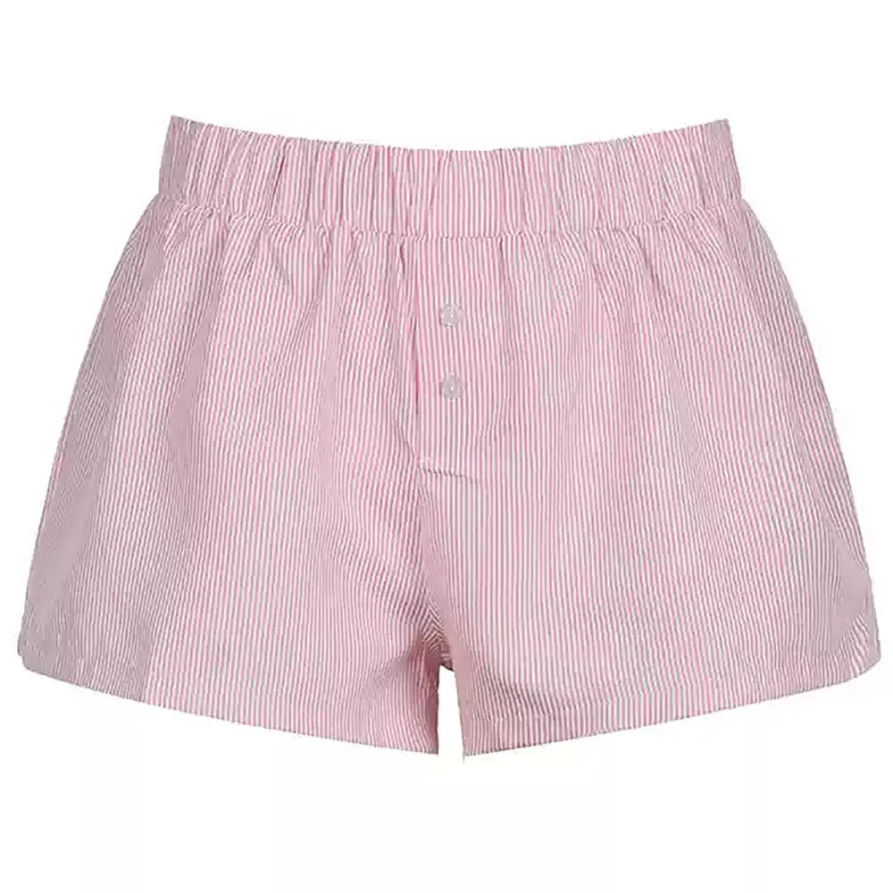 Wide-leg summer shorts in Y2K striped design for women