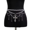 Y2K aesthetic waist chain with tassel charm and gothic accents for women