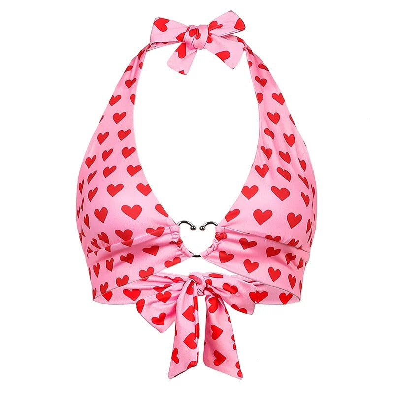Fairycore-inspired pink bustier with a halter-neck design