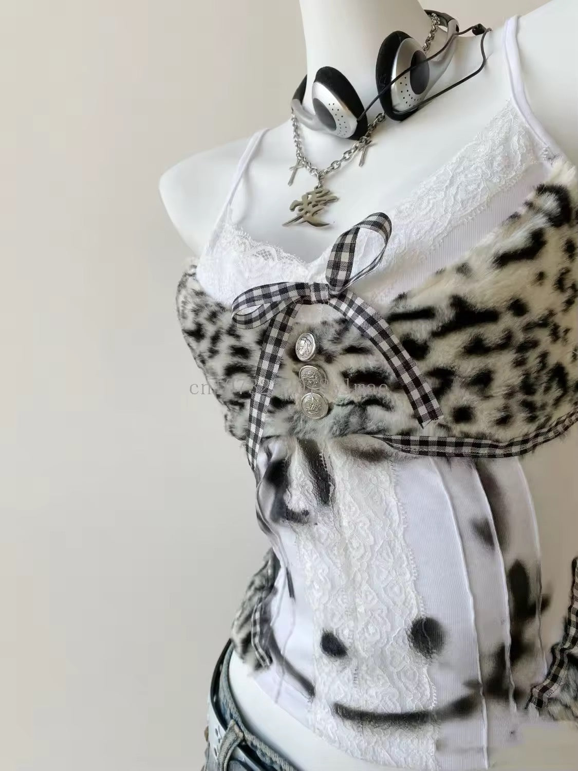 Y2K Hello Kitty Tank Top – Kawaii Leopard Lace Corset Tank Top – AGCW