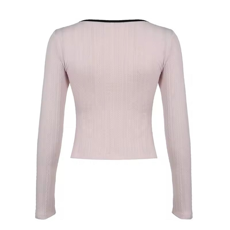 Coquette aesthetic crop top with patchwork knit design