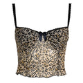 Y2K leopard print mesh top with lace and bow detail