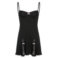 Kawaii backless mini dress with lace trim