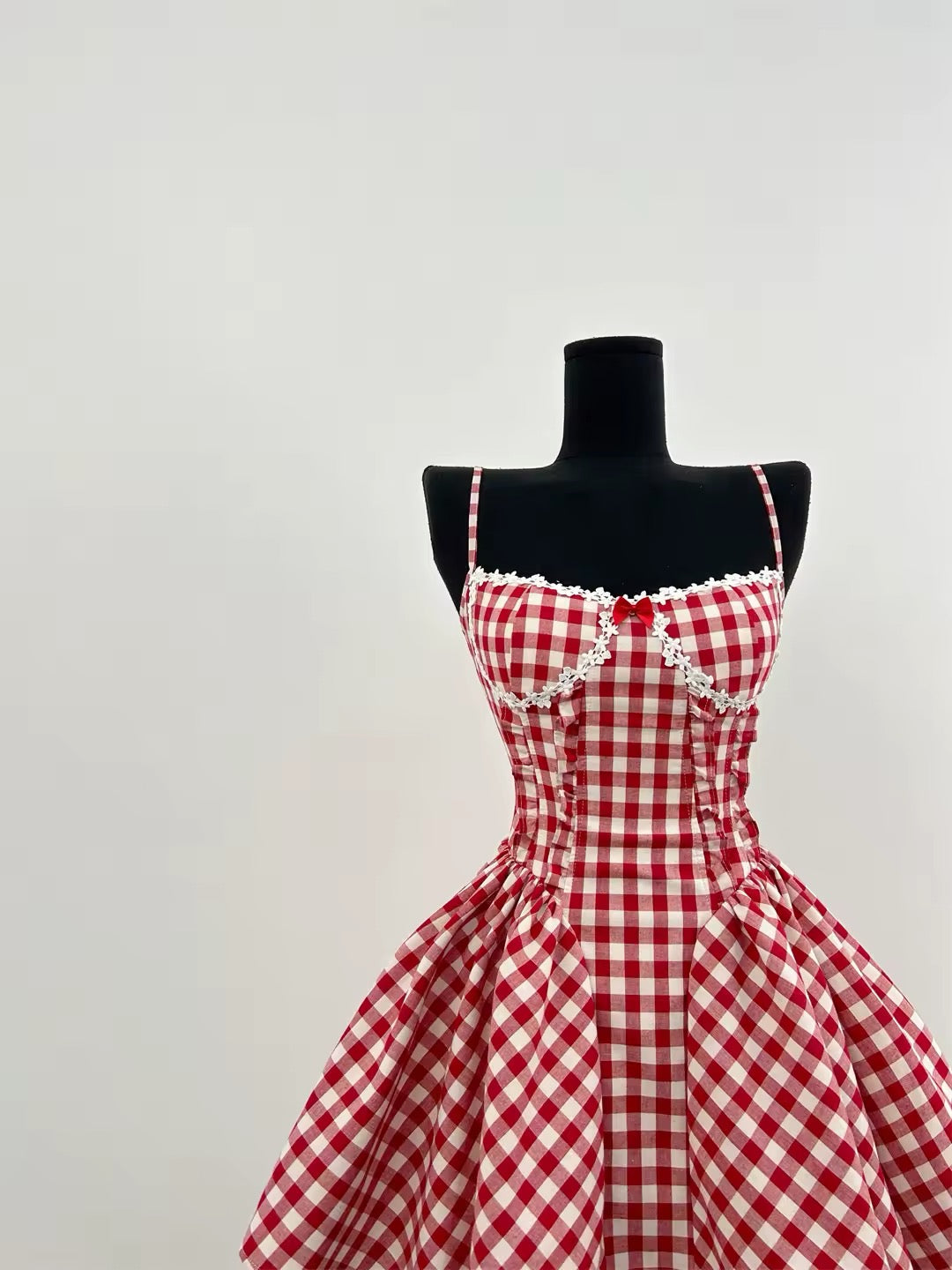 Y2K balletcore plaid mini dress with spaghetti straps