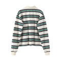 Y2K college style striped shirt with turn-down collar