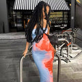 Vacation-ready long dress with vibrant color splash