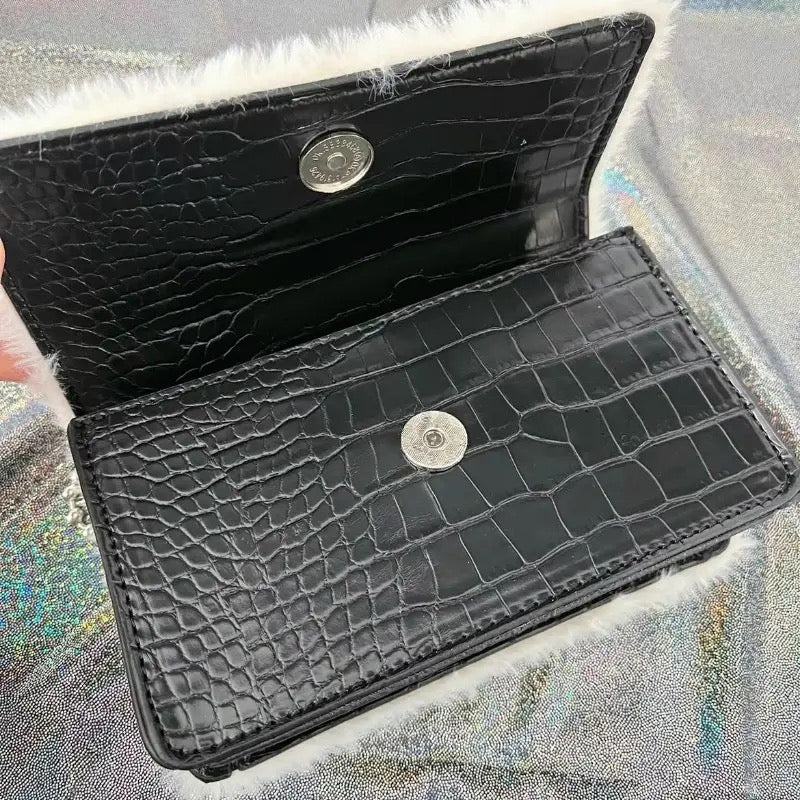 Soft gothic mini bag with cross appliqué, perfect for Y2K grunge look